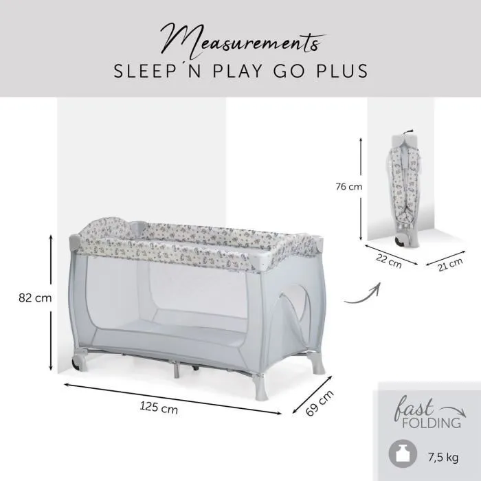 Hauck Sleep n Play Go Plus - Lit de voyage pliable avec roulettes pour bébé - 60 x 120 cm - De la naissance à 15 kg - Design Pooh Exploring