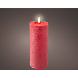 Lumineo Bougie LED rouge à effet flamme et surface rustique