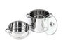 Kinvara Casserole et cuit-vapeur en acier 6L 29,5 x 21,5 cm compatible induction - Argent (Set de 2)