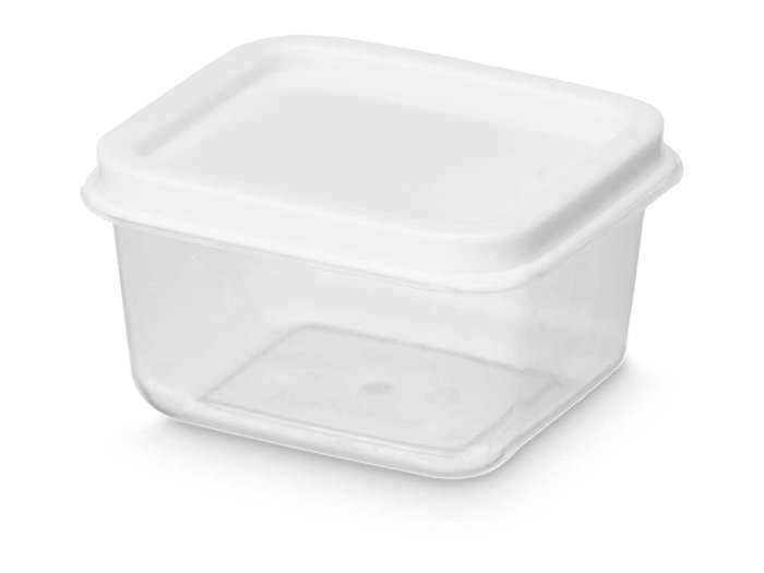 Leknes Lot de 10 Boîtes Carrées avec Couvercle 100 ml - Blanc et Transparent - Plastique (PP) 15x24x5.5 cm (Set de 24)