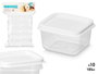 Leknes Lot de 10 Boîtes Carrées avec Couvercle 100 ml - Blanc et Transparent - Plastique (PP) 15x24x5.5 cm (Set de 24)