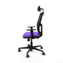 Chaise Alfera Synchro 4 positions tissu Violet Maille Noir Base en nylon noir Accoudoir 1D Appui-tête 2D Roulettes 65mm pour moquette