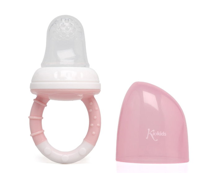 KioKids Alimentateur Anti-étouffement pour Bébé en Silicone - Rose, Collection Dolci Amici, Pour Fruits et Légumes, 6 Mois et Plus