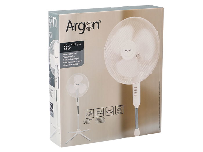 ARGON Ventilateur sur pied blanc avec boutons gris 45W