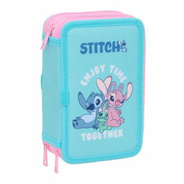 Pochette à crayons triple Stitch Bleu 12,5 x 19,5 x 5,5 cm 37 Pièces