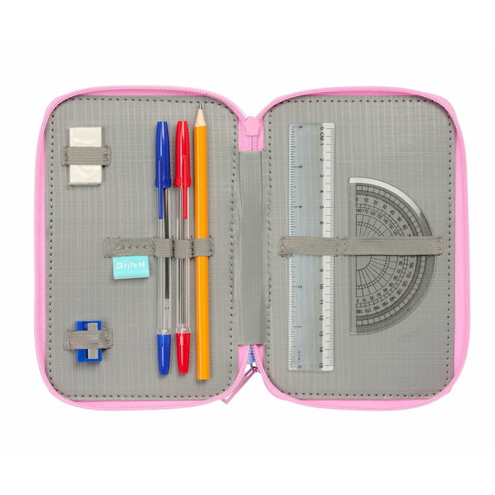 Pochette à crayons triple Stitch Bleu 12,5 x 19,5 x 5,5 cm 37 Pièces