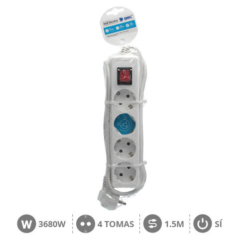 GSC Evolution Base multiple Série Standard 4T avec interrupteur, 1,5m, Blanc GSC Evolution Base multiple Série Standard 4T avec interrupteur, 1,5m, Blanc