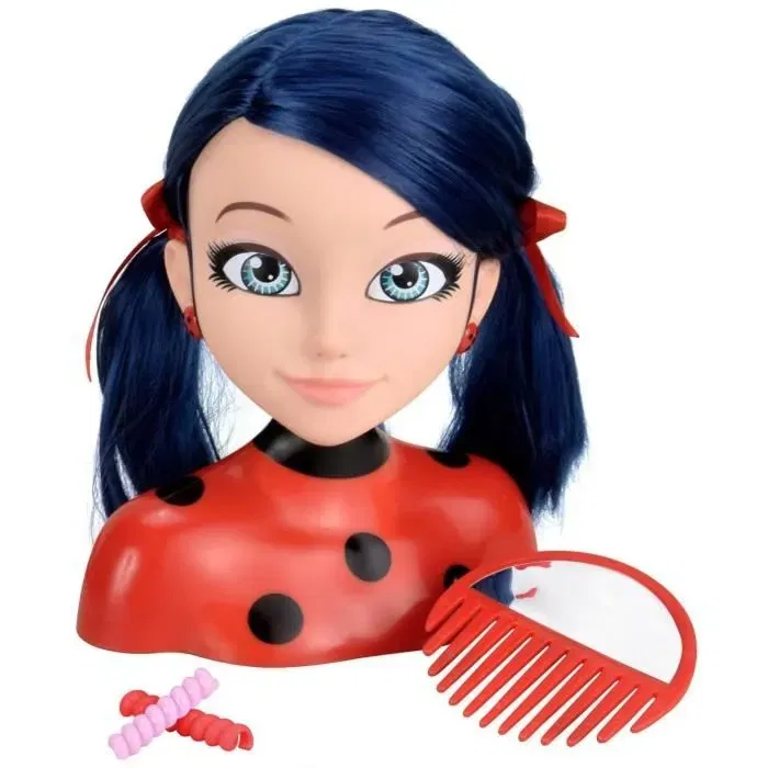BANDAI - Tête à coiffer Miraculous Ladybug Rouge - Licence Miraculous - Pour enfant à partir de 4 ans