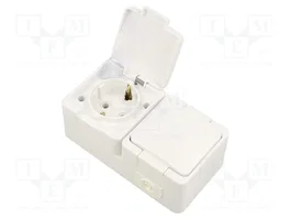 ABEX Socle d'alimentation double Schuko blanc 2P+PE 16A 250V AC