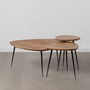 Jeu de 3 tables Noir Naturel Fer Bois d'acacia 86 x 81 x 43 cm (3 Unités)