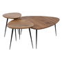 Jeu de 3 tables Noir Naturel Fer Bois d'acacia 86 x 81 x 43 cm (3 Unités)