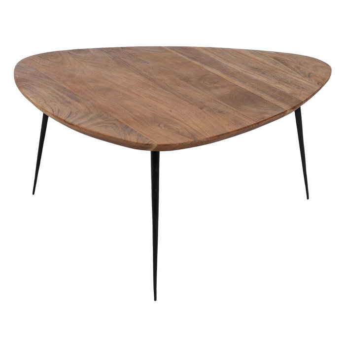 Jeu de 3 tables Noir Naturel Fer Bois d'acacia 86 x 81 x 43 cm (3 Unités)