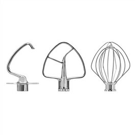 Kitchenaid 5KSM5TH3PSS Pack de 3 accessoires en acier inoxidable : batteur 6 branches, crochet pétrin et batteur plat