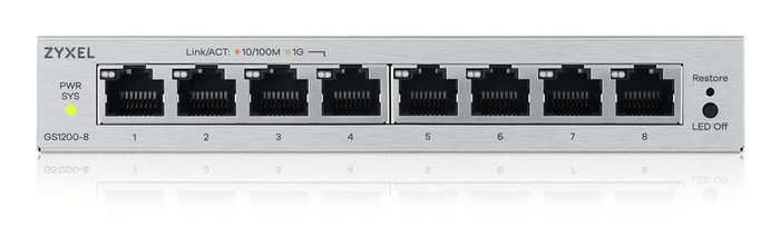 Zyxel GS1200-8V3 Switch Gigabit 8 ports PoE/PoE+ Zyxel GS1200-8V3 Switch Gigabit 8 ports PoE/PoE+