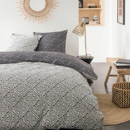 Today Parure de lit Sunshine 2 personnes 240 x 260 cm Noir & Blanc