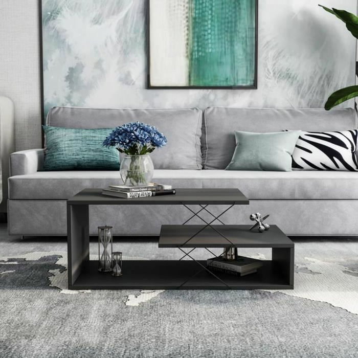 BigBuy Home Table basse Cayenne rectangulaire anthracite