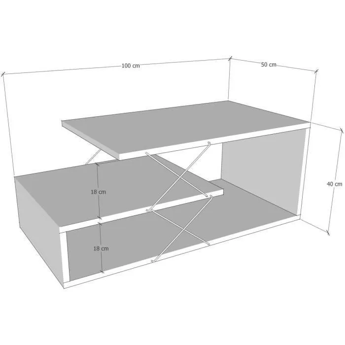 Table basse industrielle CAYENNE, rectangulaire, anthracite, 100 x 50 x 40 cm, avec étagère de rangement, en panneaux de particules mélaminés 18 mm