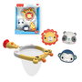 Fisher-Price Deqube - Panier de bain avec 3 peluches (singe, panda, lion) et ventouse, jouet pour bébé dès 12 mois