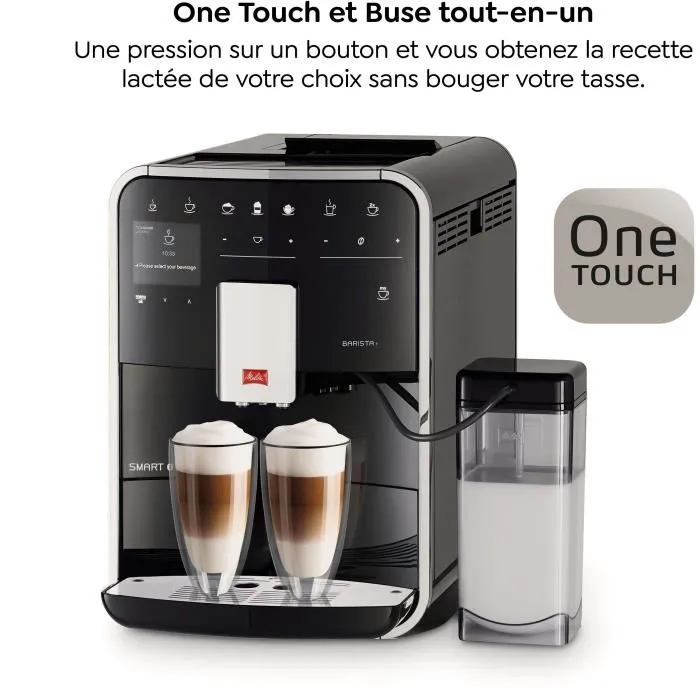 Melitta Barista T Smart F830-102 - Machine à café automatique connectée noire avec moulin rapide et silencieux - Jusqu'à 18 spécialités