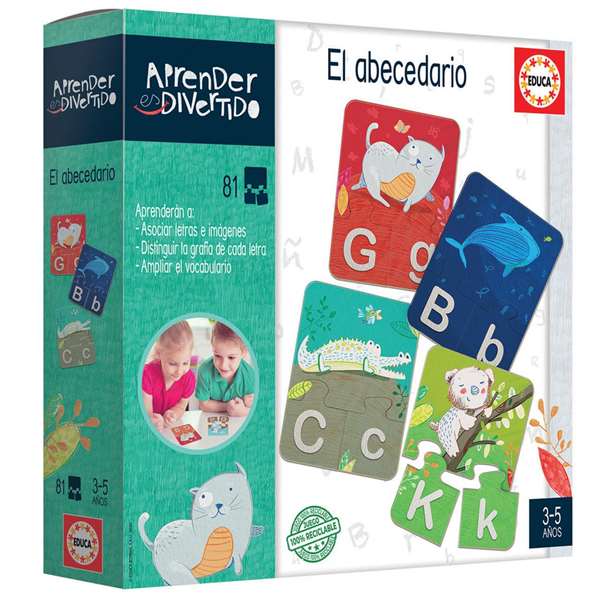Educa - Juego Aprender es Divertido El Abecedario - Jeu éducatif pour apprendre l'alphabet en espagnol avec 81 pièces emboîtables - De 3 à 5 ans