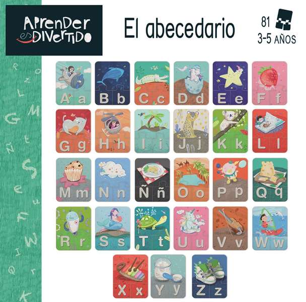 Educa - Juego Aprender es Divertido El Abecedario - Jeu éducatif pour apprendre l'alphabet en espagnol avec 81 pièces emboîtables - De 3 à 5 ans