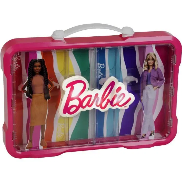 KLEIN Mallette Vitrine Barbie 5808 - Pour 6 Poupées avec Fermoir Lumineux, Décor Attrayant, Poignée et Fixation Murale, Dès 3 Ans KLEIN Mallette Vitrine Barbie 5808 - Pour 6 Poupées avec Fermoir Lumineux, Décor Attrayant, Poignée et Fixation Murale, Dès 3 Ans