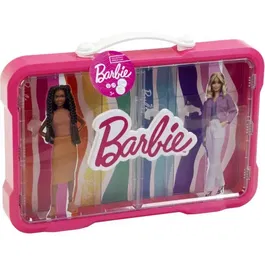 KLEIN Mallette Vitrine Barbie 5808 - Pour 6 Poupées avec Fermoir Lumineux, Décor Attrayant, Poignée et Fixation Murale, Dès 3 Ans