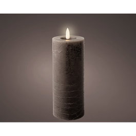 Lumineo Bougie LED à effet flamme, gris anthracite, surface rustique