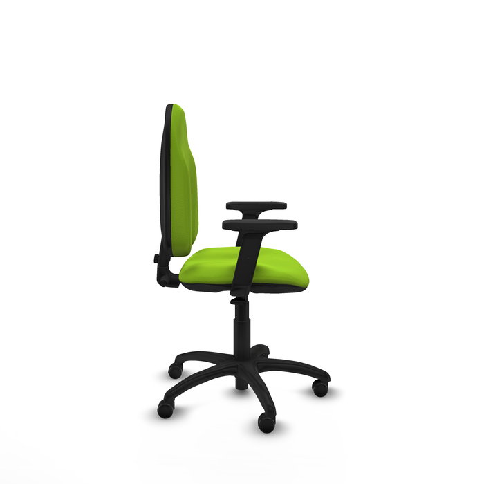 Chaise Algarra Contact permament de base Cuir écologique Vert pistache Structure polyamide noire Accoudoir 2D Sans appui-tête Roulettes pour moquette