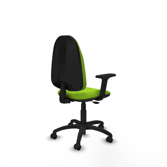 Chaise Algarra Contact permament de base Cuir écologique Vert pistache Structure polyamide noire Accoudoir 2D Sans appui-tête Roulettes pour moquette