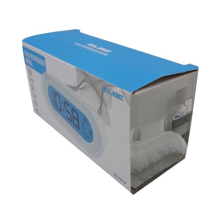 Elbe RD-701-B Réveil Blanc avec Thermomètre et Calendrier