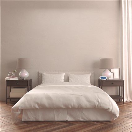 Elbe RD-701-B - Réveil blanc avec thermomètre et calendrier - Affichage LCD rétroéclairé bleu 11 cm - Alarme, snooze et compte à rebours