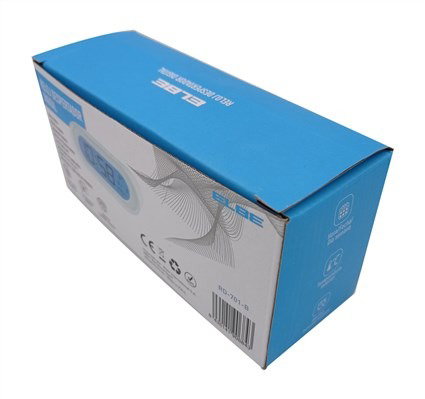 Elbe RD-701-B - Réveil blanc avec thermomètre et calendrier - Affichage LCD rétroéclairé bleu 11 cm - Alarme, snooze et compte à rebours