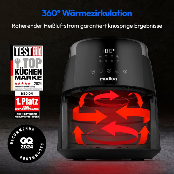Medion MD13030 Friteuse à air chaud 4,7 L Noir