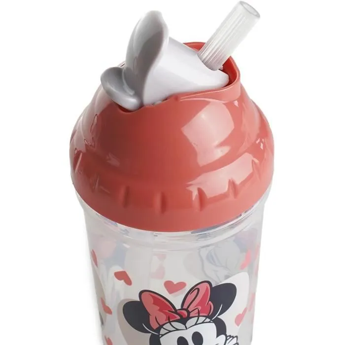 Thermobaby Tasse à paille anti-fuites Disney Minnie pour bébé, 295 ml, avec clip, pour enfants dès 10 mois