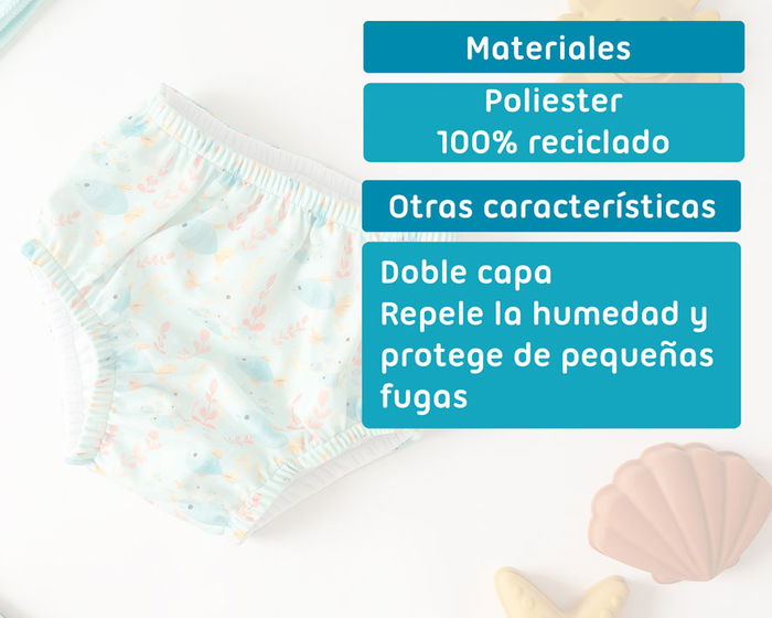 KioKids Ocean Dreams Bañador Pañal Bébé 6 Mois avec Protection UPF50+, 100% Polyester Recyclé, Menthe - Protection Anti-Fuites et UV