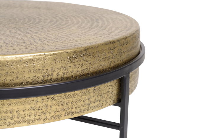 GINER Y COLOMER Table basse ronde en bronze et métal noir, diamètre 81 cm, pièce artisanale avec tapa travaillée à la main GINER Y COLOMER Table basse ronde en bronze et métal noir, diamètre 81 cm, pièce artisanale avec tapa travaillée à la main