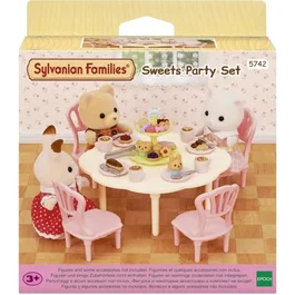 Sylvanian Families - SYLVANIAN FAMILIES 5742 - Set de Table du Goûter avec Chaises, Vaisselle et Pâtisseries pour Maison de Poupée