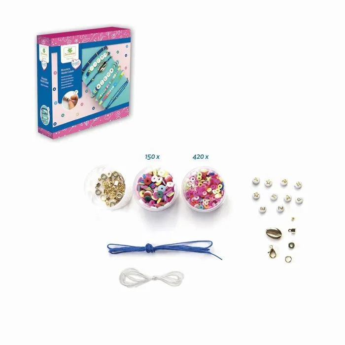 Sycomore - Kit Créatif Atelier de Bijoux Bracelets avec Perles Heishi, Fils, Coquillage et Perles Lettres - Pour Enfants Dès 7 Ans