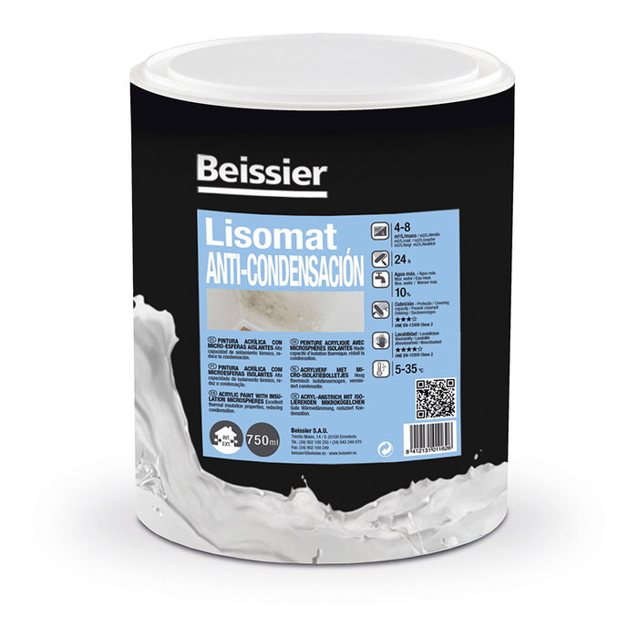Peinture acrylique Beissier 70281-008 Lisomat Anti-humidité Blanc 750 ml Peinture acrylique Beissier 70281-008 Lisomat Anti-humidité Blanc 750 ml
