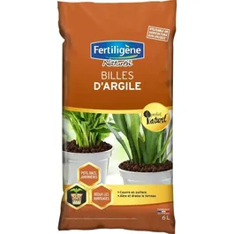 Fertiligene Billes d'argile 6 L - Pour drainage et aération des plantes - Utilisable en Agriculture Biologique