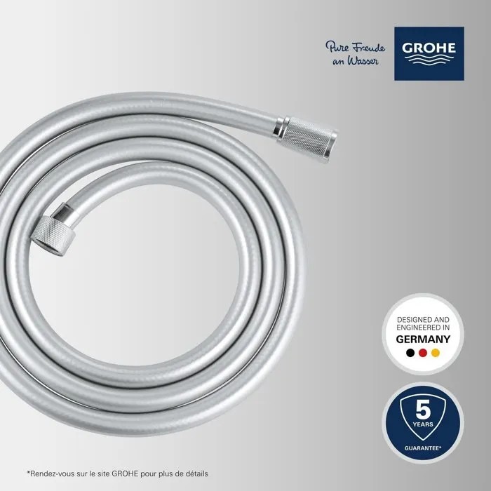 Grohe Flexible de Douche 27506001, 1750 mm en Métal Chromé, Universel, Anti-Pliures, pour Douchette ou Pommeau
