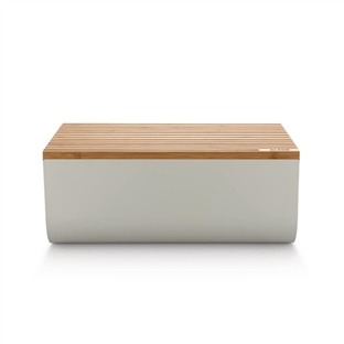 Alessi Mattina BG03 WG - Panetière avec planche à découper intégrée en acier et résine - Conçu par Big-Game - Objet polyvalent pour le pain et le petit-déjeuner