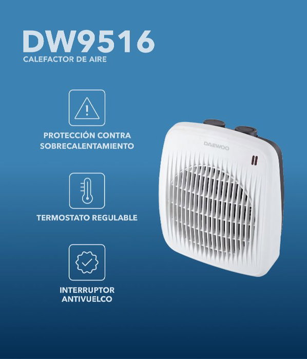 DAEWOO Chauffage d'air 1800-2000W avec système antivoltage