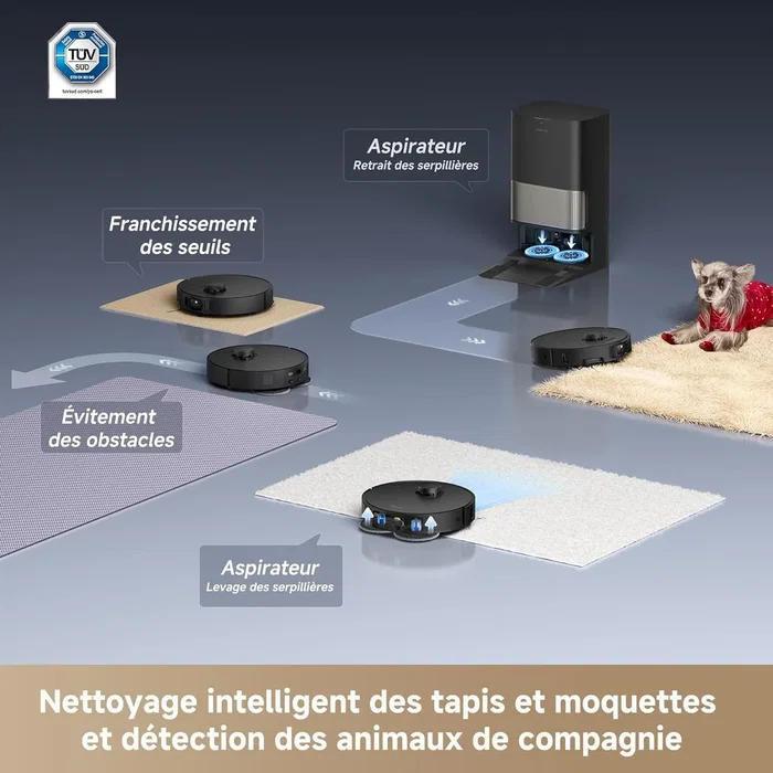 Dreame L40s Pro Ultra Robot Aspirateur et Laveur - 19000 Pa Aspiration - Nettoyage à l'Eau Chaude 75°C - Brosse Double HyperStream - Compatible Application