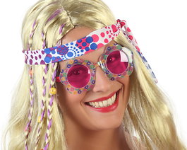 Lunettes Fleurs Hippie Rouge Femme Adulte Atosa