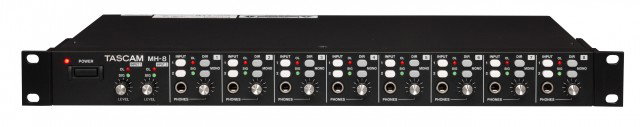 TASCAM MH-8 Amplificateur Répartiteur Casque 8 Sorties, 2 Entrées, Gain Indépendant, Mono Stéréo, 1U Rack TASCAM MH-8 Amplificateur Répartiteur Casque 8 Sorties, 2 Entrées, Gain Indépendant, Mono Stéréo, 1U Rack