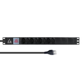 Lanview Barre d'alimentation 19 pouces pour montage en rack, 8 prises type J suisse, 2m, 10A