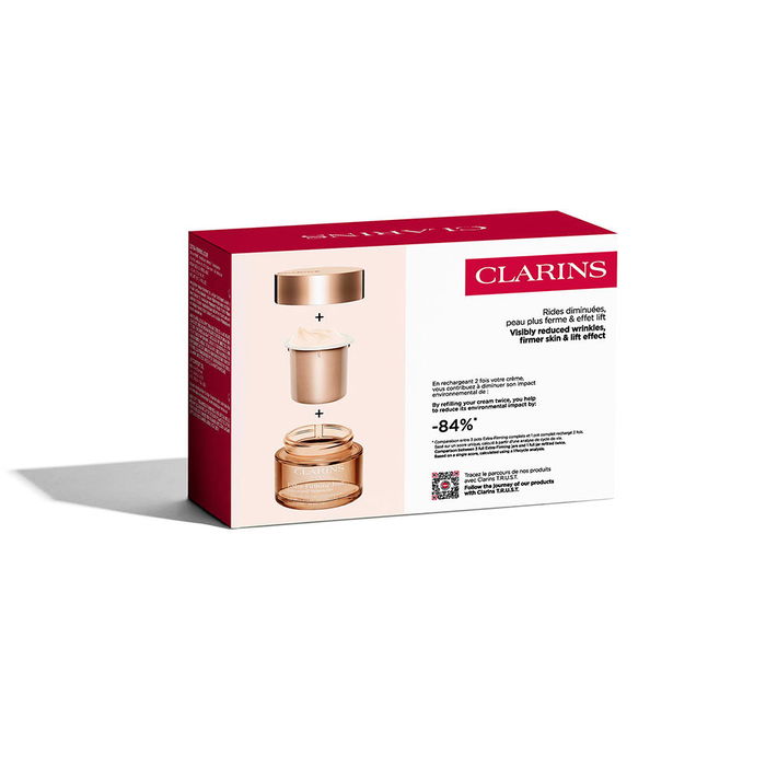 Clarins Crème Extra-Fermeté Anti-Âge Visage avec Fleur de Kangourou Bio - Lot de 4 pièces : Crème 50ml, Recharge, Huile Lèvres, Trousse Clarins Crème Extra-Fermeté Anti-Âge Visage avec Fleur de Kangourou Bio - Lot de 4 pièces : Crème 50ml, Recharge, Huile Lèvres, Trousse