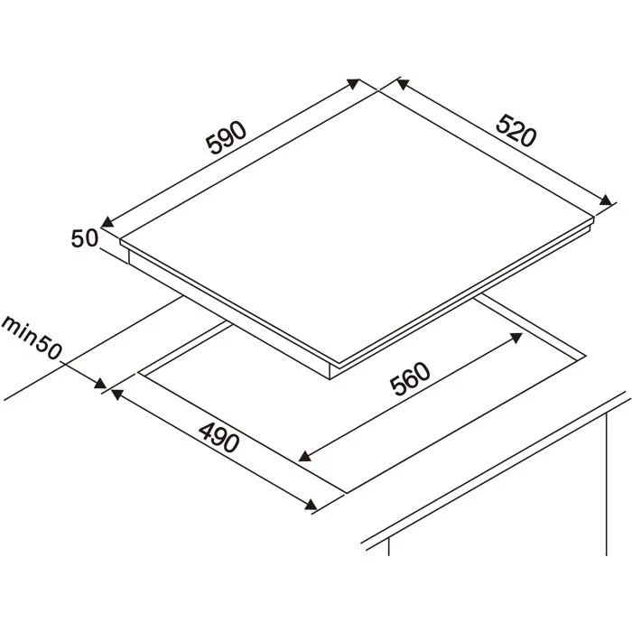 Oceanic Table de cuisson à induction OCEATI4Z7B - 4 foyers